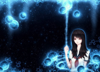 Картинка аниме магия +колдовство +halloween фон взгляд девушка