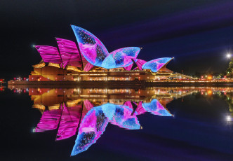 Картинка города сидней+ австралия ночные огни австрия сидней ночной город