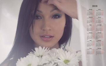 Картинка календари девушки цветы лицо взгляд