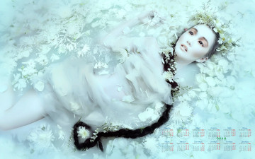 Картинка календари девушки цветы вода