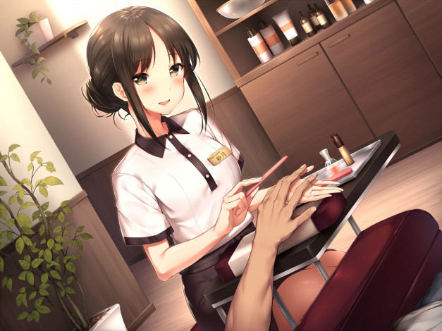 Обои картинки фото аниме, unknown,  другое, девушка, взгляд, фон