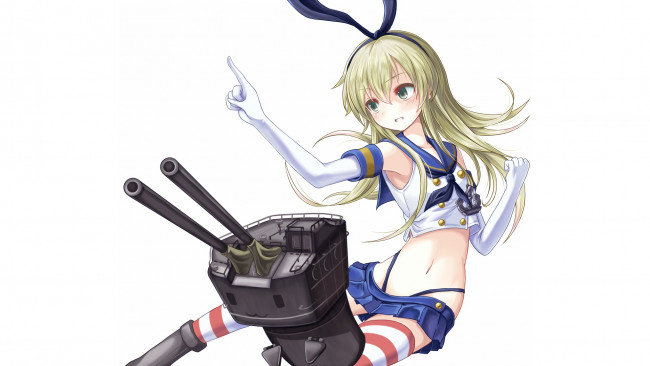 Обои картинки фото аниме, kantai collection, взгляд, девушка, фон