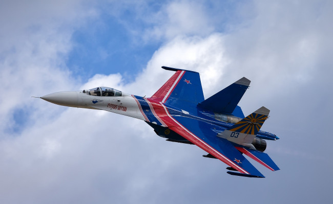 Обои картинки фото su-27 russian knights, авиация, боевые самолёты, истребитель