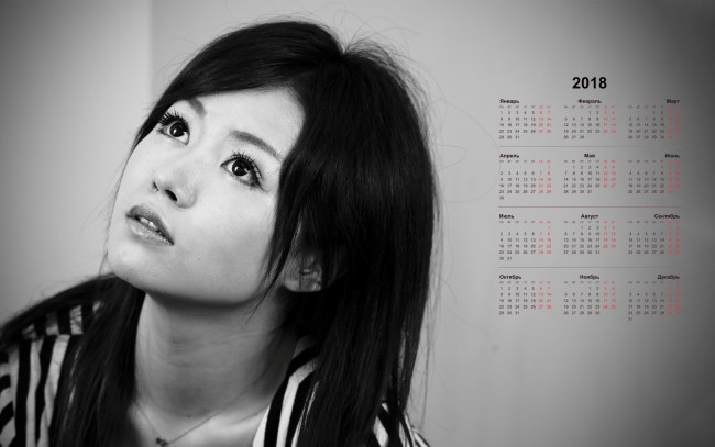 Обои картинки фото календари, девушки, черно-белое, лицо, взгляд
