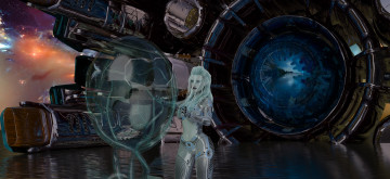 Картинка 3д+графика _science+fiction девушка взгляд фон