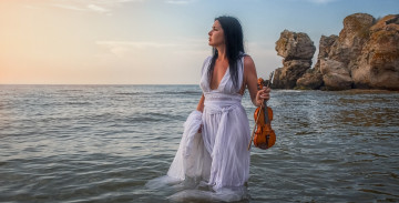 Картинка музыка -другое море скрипка фон взгляд девушка