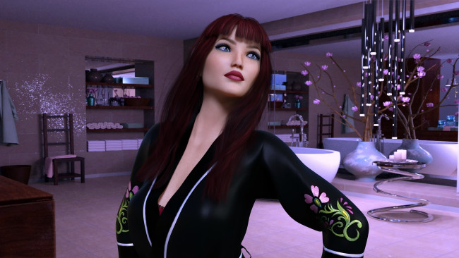 Обои картинки фото 3д графика, люди , people, девушка, взгляд, фон