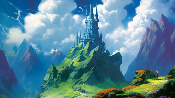 Картинка фэнтези замки нейросети графика нейроарт ai art нейронные сети рисунки нейро искусство