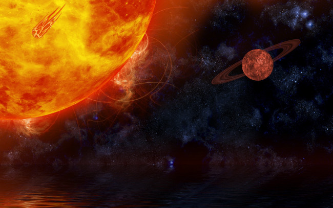 Обои картинки фото космос, арт, планеты, звёзды, вселенная