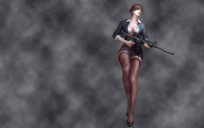 Обои картинки фото counter, strike, online, видео, игры, девушка, пушка