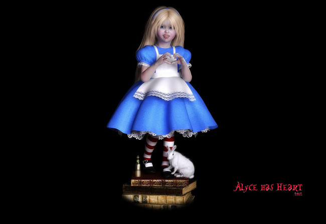 Обои картинки фото 3д, графика, people, люди, книги, кролик, девушка