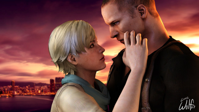 Обои картинки фото resident evil 6, видео игры, девушка, взгляд, мужчина