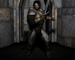 Картинка 3д+графика фантазия+ fantasy фон взгляд мужчина оружие