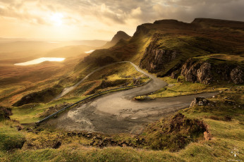 Картинка природа восходы закаты горы склон утро дорога восход