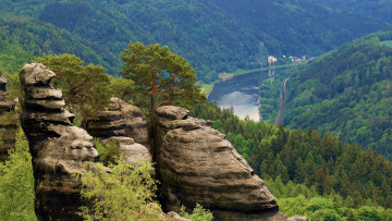 Картинка природа реки озера река лес горы