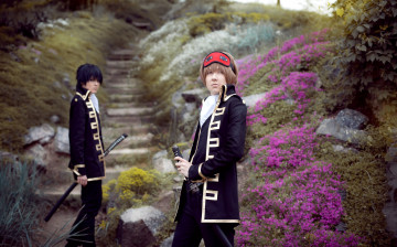 Картинка разное cosplay+ косплей арт парни аниме гинтама