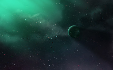 Картинка космос арт астероиды галактика звезды вселенная планеты