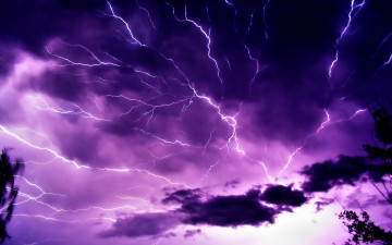 Картинка природа молния +гроза закат вечер тучи гроза небо