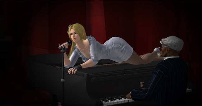 Обои картинки фото 3д графика, аниме , anime, микрофон, фон, взгляд, девушка