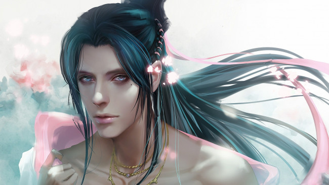 Обои картинки фото фэнтези, люди, красавчик, весна, взгляд, парень, арт