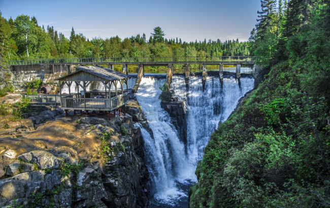 Обои картинки фото природа, водопады, река, лес, водопад