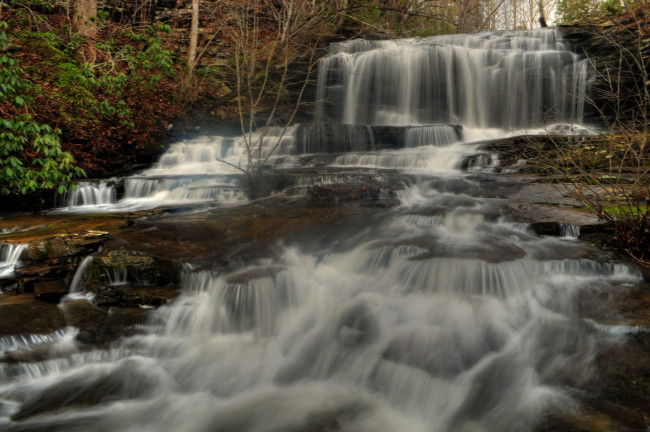 Обои картинки фото природа, водопады, лес, водопад, река