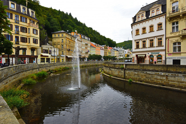Обои картинки фото города, - улицы,  площади,  набережные, фонтан, дома, канал