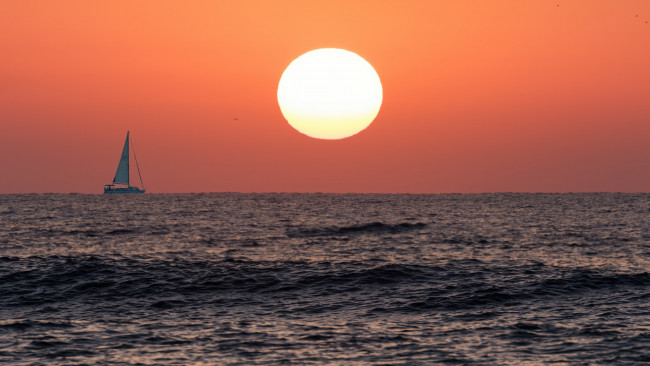 Обои картинки фото корабли, Яхты, рассвет