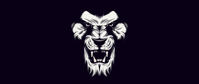 Обои картинки фото рисованное, минимализм, black, lion, white