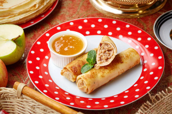 Картинка еда блины +оладьи яблоки мед блинчики