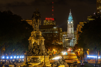 Картинка philadelphia города -+огни+ночного+города простор