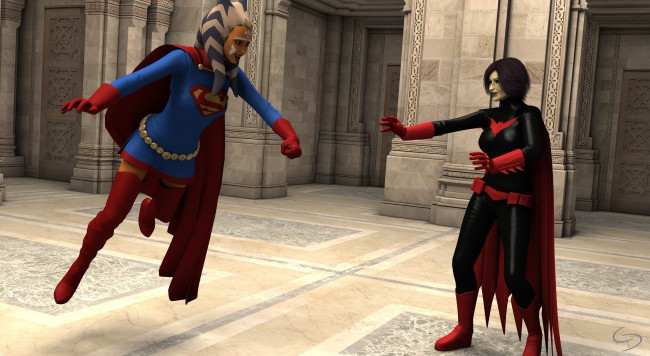 Обои картинки фото 3д графика, существа , creatures, фон, взгляд, девушки