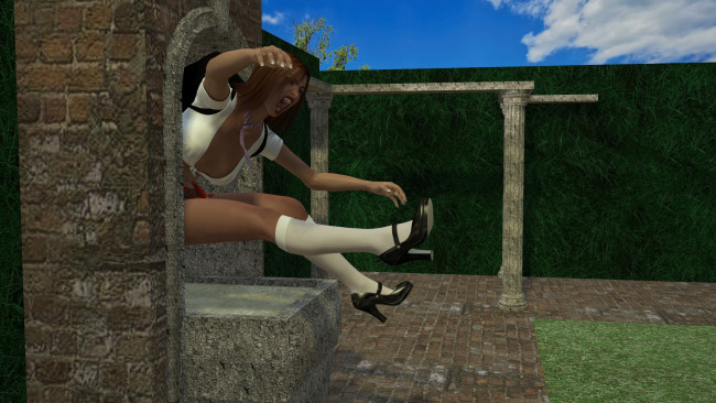 Обои картинки фото 3д графика, фантазия , fantasy, фон, взгляд, девушка