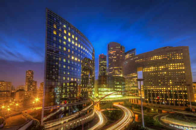 Обои картинки фото la defense france, города, - огни ночного города, простор