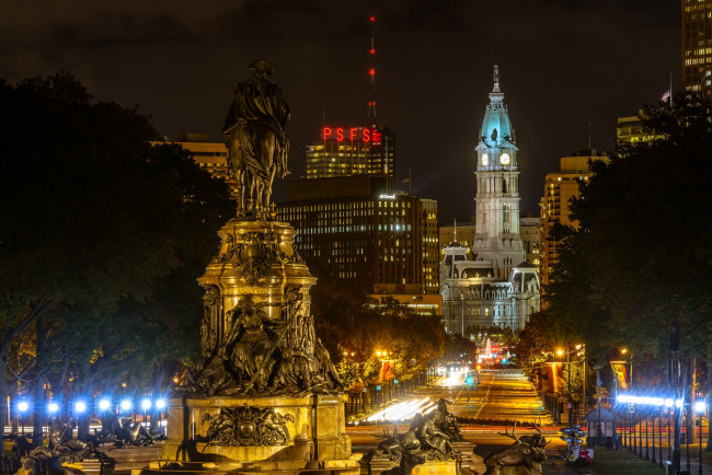 Обои картинки фото philadelphia, города, - огни ночного города, простор