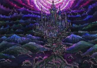 Картинка фэнтези замки замок корни холмы