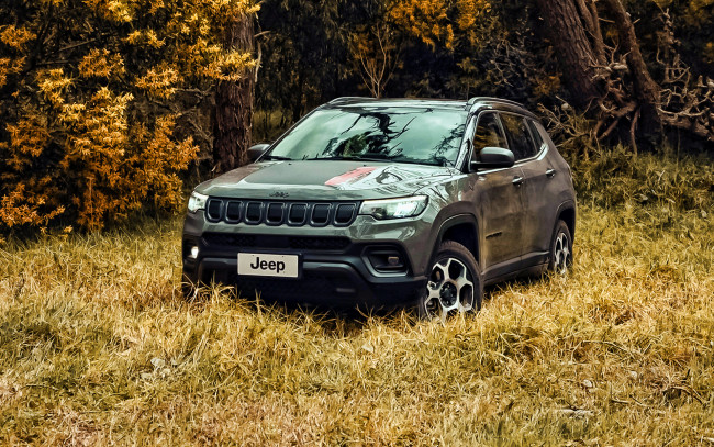 Обои картинки фото автомобили, jeep, compass, trailhawk, 4k, внедорожник, 2021, года, природа, американские, джип
