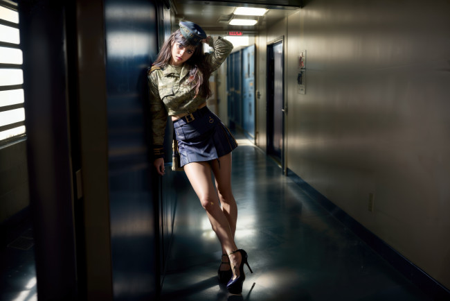 Обои картинки фото 3д графика, люди , people, художественный, солдат, девушка, красота