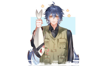 обоя аниме, genshin impact, парень