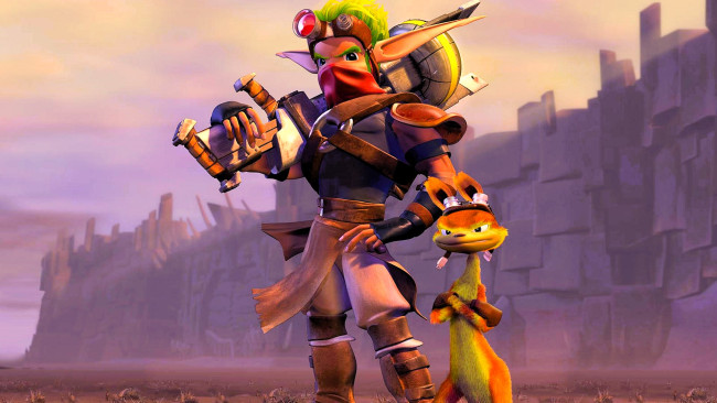 Обои картинки фото видео игры, jak iii, парень, уши, оружие, существо, крепость, стена