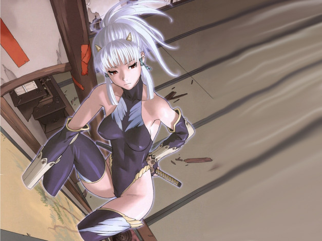 Обои картинки фото аниме, weapon, blood, technology