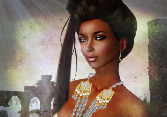 Картинка 3д графика portraits портрет колье волосы девушка