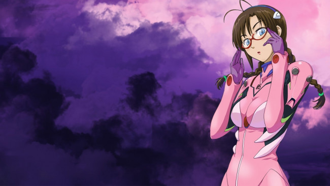 Обои картинки фото аниме, evangelion, костюм, контактный, mari