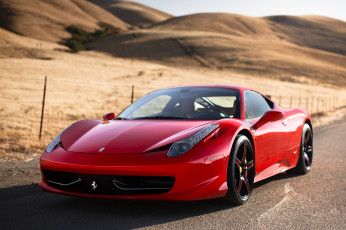 Картинка автомобили ferrari италия 458 italia red феррари красный вид спереди отражение