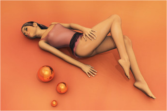 Картинка 3д+графика люди+ people девушка взгляд фон шары