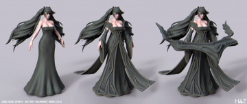 Картинка 3д+графика _science+fiction девушка платье волосы фон