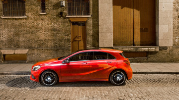 Картинка автомобили mercedes-benz 2015г w176 uk-spec красный amg line 4matic a 220 d