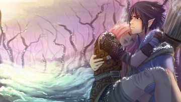 Картинка аниме naruto пара саске эльф сакура