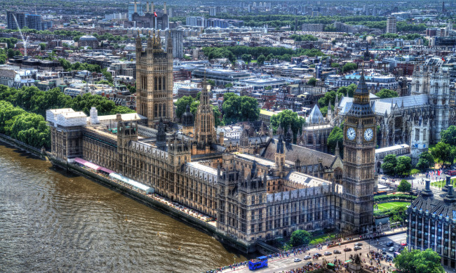 Обои картинки фото palace of westminster, города, лондон , великобритания, парламент, река