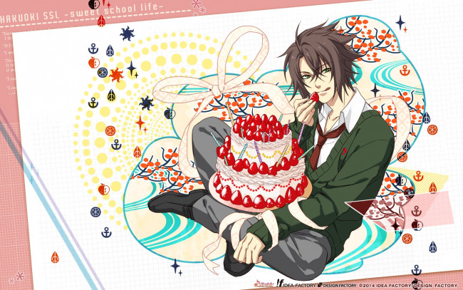 Обои картинки фото аниме, hakuoki, парень, торт